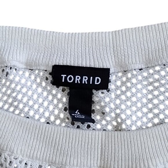 Torrid Striped Mesh Sweater Top White/Gray/Blue Womens Size 4 - Picture 5 of 5